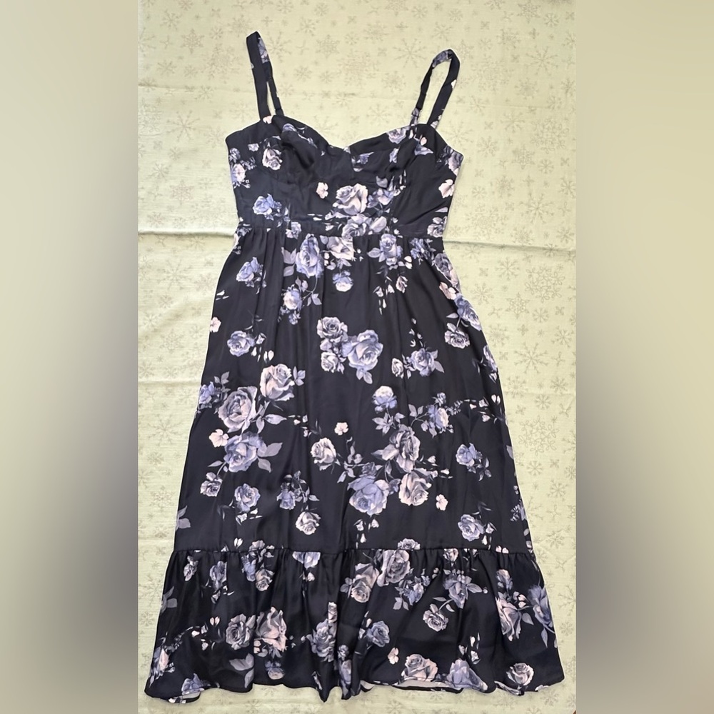 LOVELY DAY Midnight Floral Midi Dress